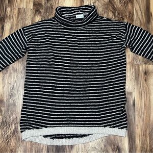Striped Black and White Turtleneck Sweater